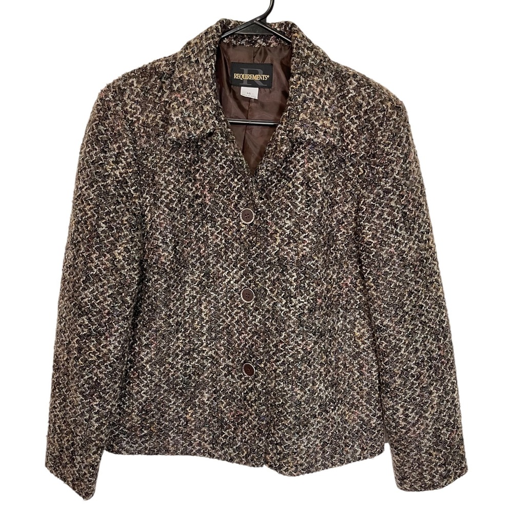 Requirements 10 Brown Blazer Textured Button Front Dark Academia Professor